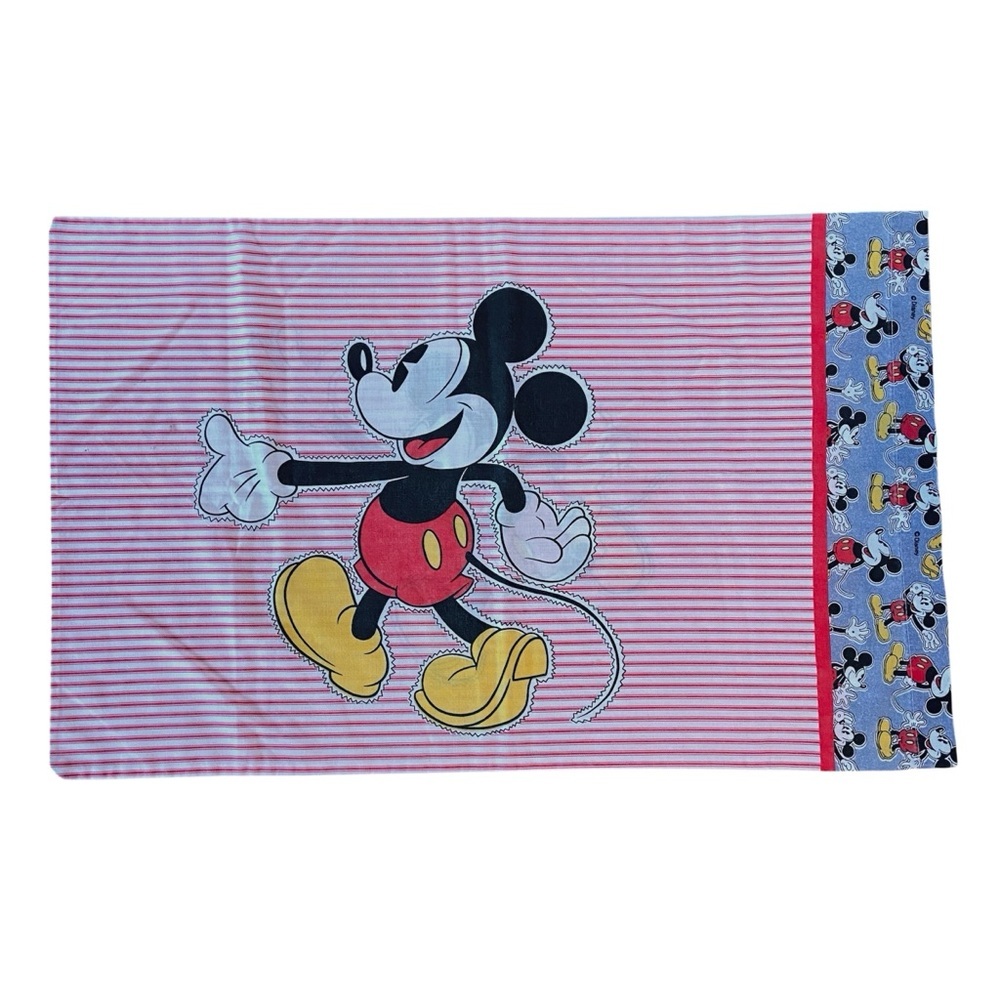 Vintage Disney Mickey Mouse Stripe Pillowcase 32x20”